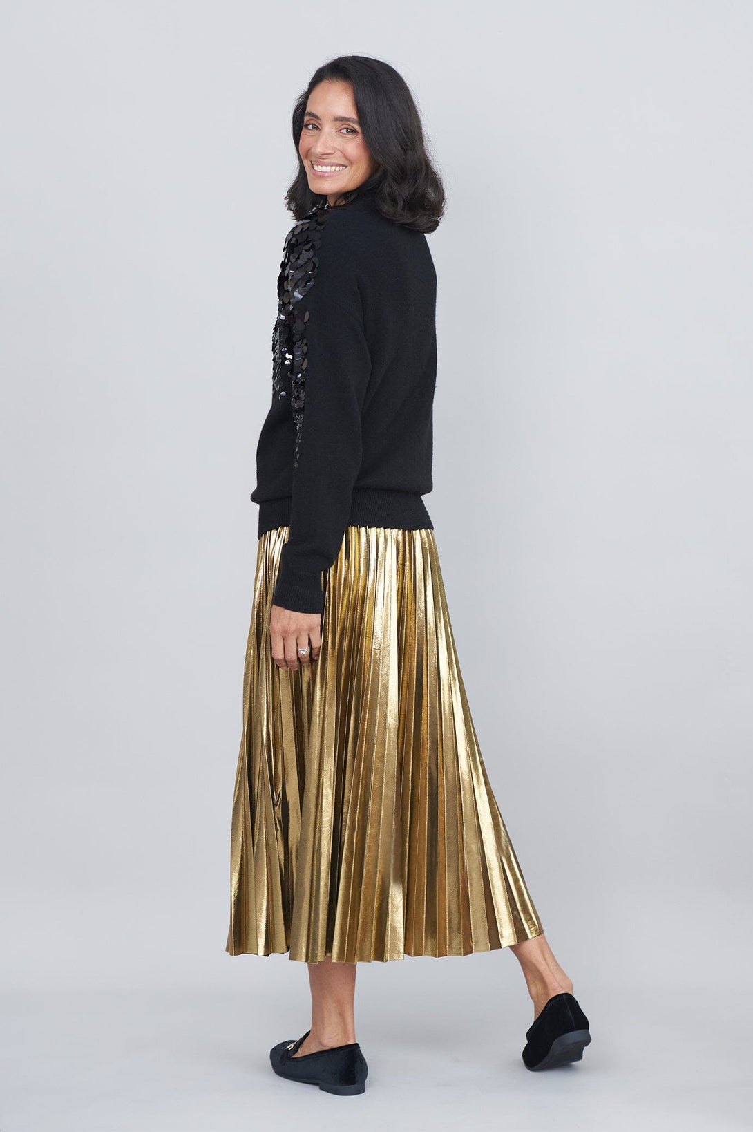 Caitlin Pleated Skirt Gold Skirt