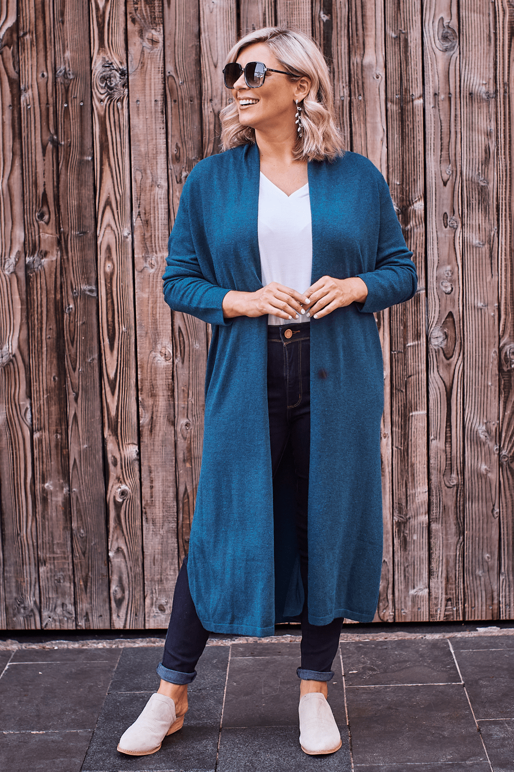 Teal 2025 cardigan outfit