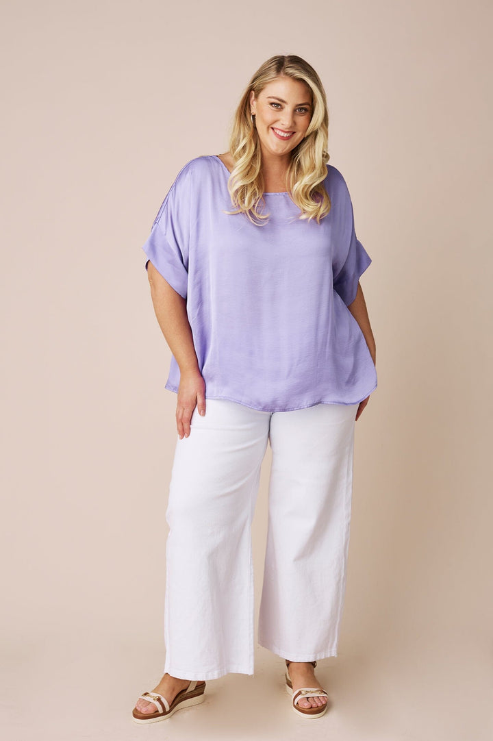 Bianca Short Sleeve Top Lavender Tops