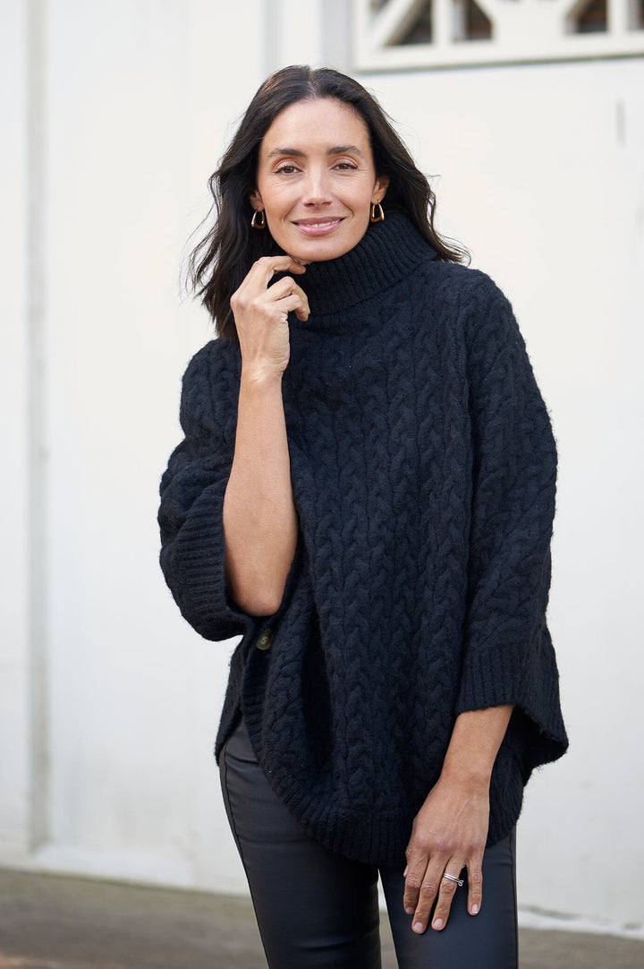 Lilianna Poncho Black Knitwear