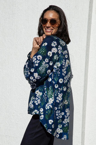 Lissy Floral Long Sleeve Top Navy Tops