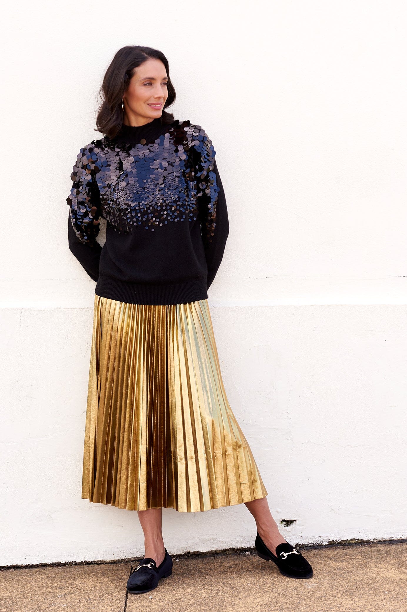 Gold box pleated skirt hotsell