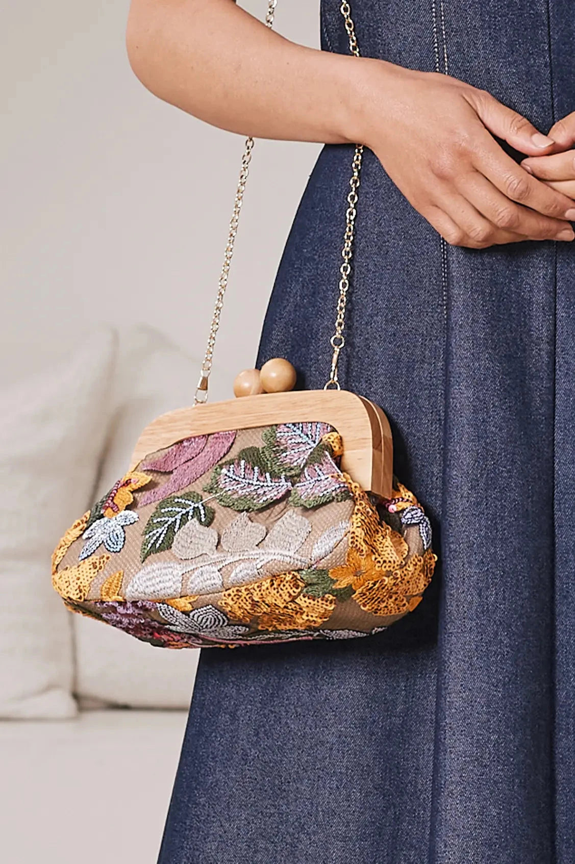 Nancy Floral Sequinned Clutch Bag Multi Colour - Pre Order Handbags