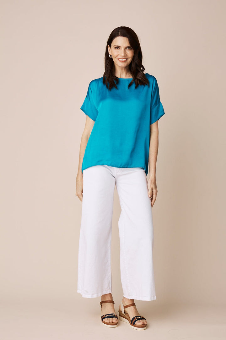 Bianca Short Sleeve Top Capri Blue Tops