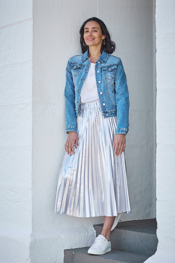 Caitlin Pleated Skirt Silver Skirt