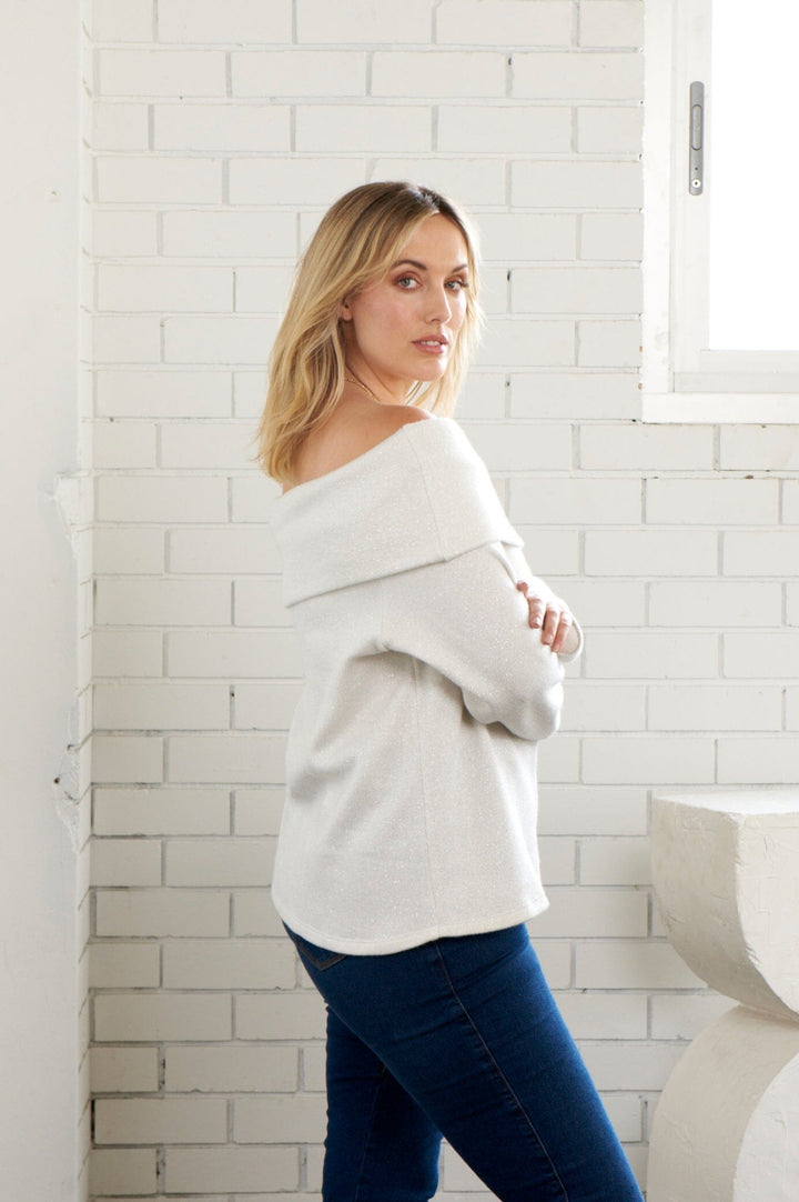 Emilia Off Shoulder Knit Ivory Knitwear