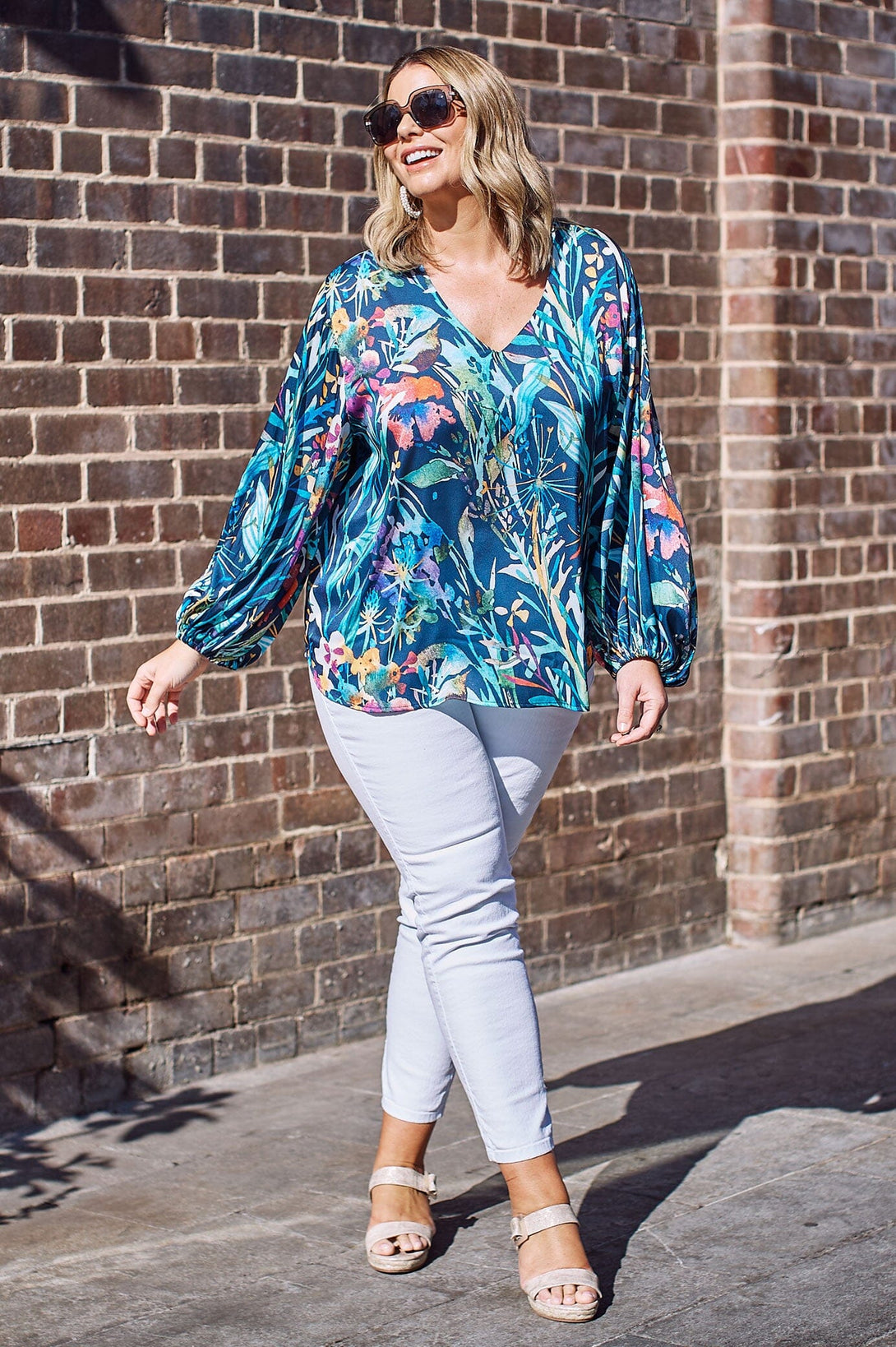 Ariella Long Sleeve Top Navy Tops