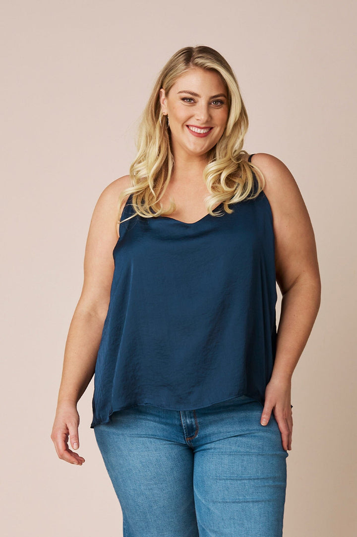 Ana Camisole Top Navy with V Neck Tops