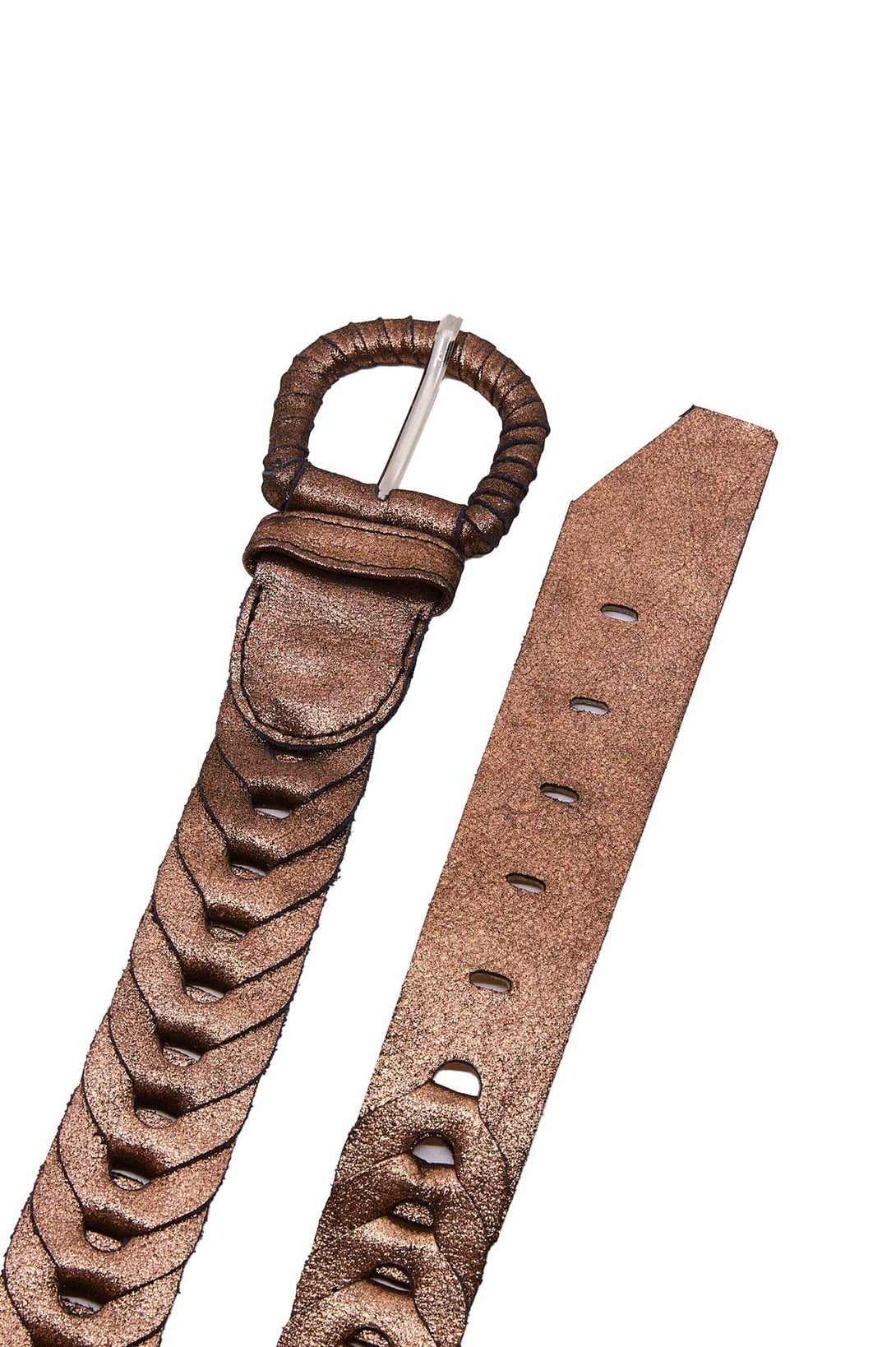Plaited Jeans Belt Metallic Bronze Belts