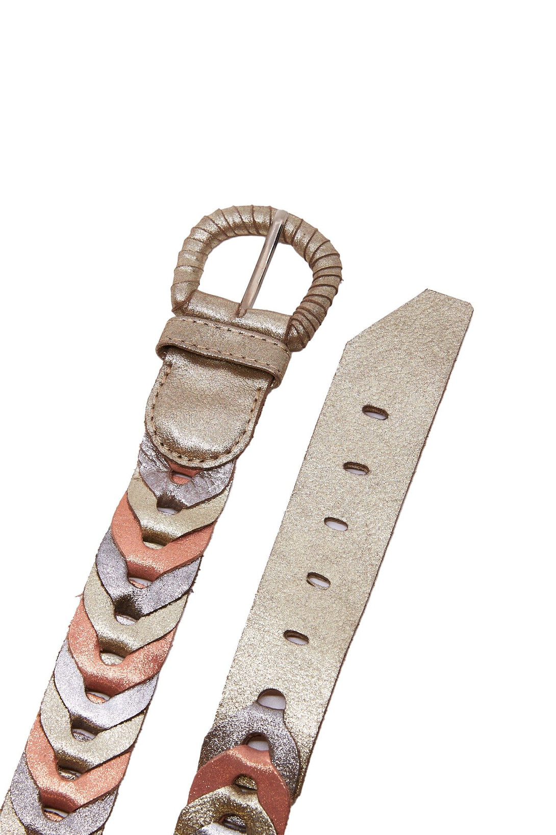Plaited Jeans Belt Metallic Rose Gold, Silver & Light Gold Belts