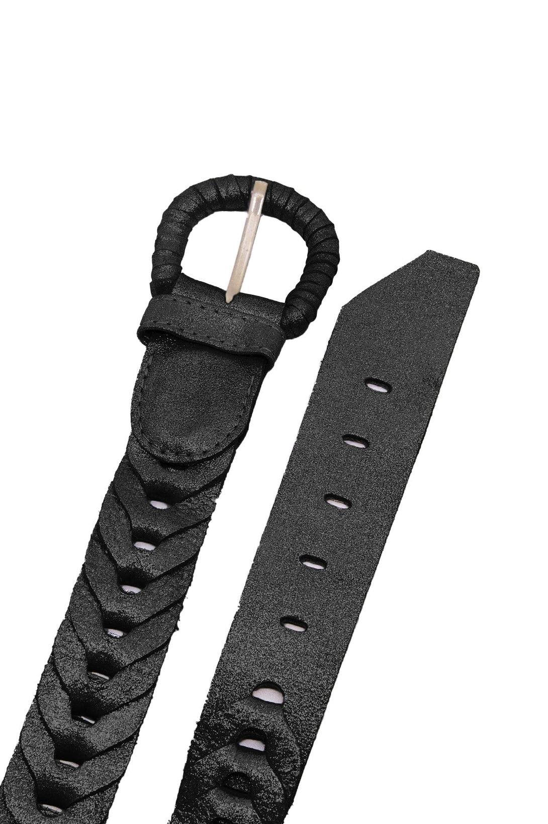 Plaited Jeans Belt Metallic Black Belts