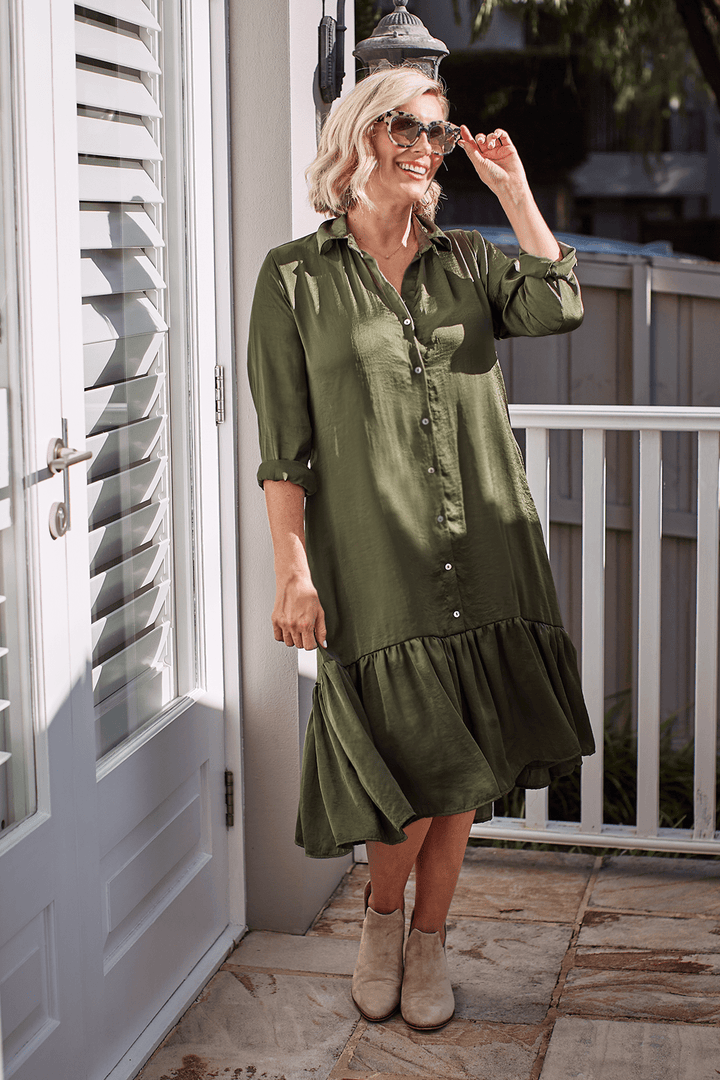 Kaylin Long Sleeve Dress Olive Dress