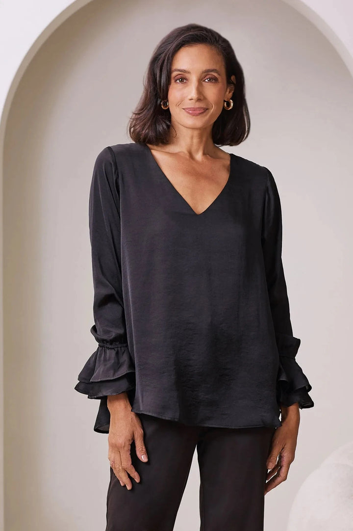 Lola Long Sleeve Top Black Tops