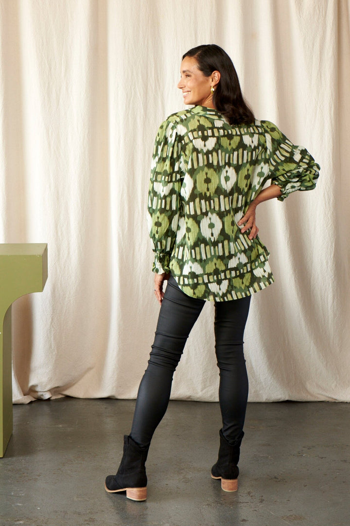 Tyla Print Long Sleeve Top Green Tops