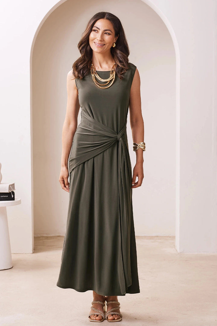 Angelica Sleeveless Midi Dress in Olive-Pre Order Dress