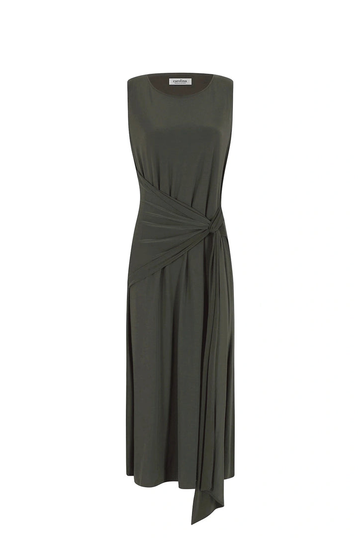 Angelica Sleeveless Midi Dress in Olive-Pre Order Dress