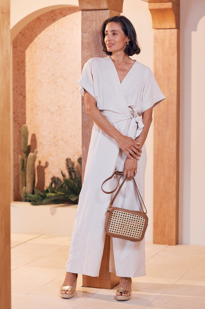 Jude Jumpsuit Linen Blend in Oatmeal Pants
