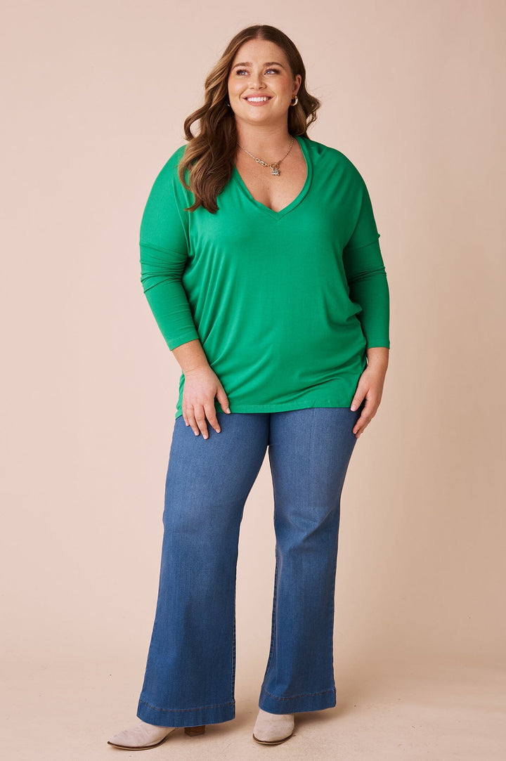 Erica Essential Long Sleeve Top Emerald Tops