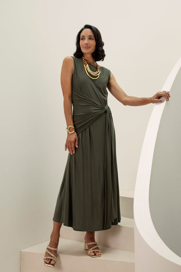 Angelica Sleeveless Midi Dress in Olive-Pre Order Dress