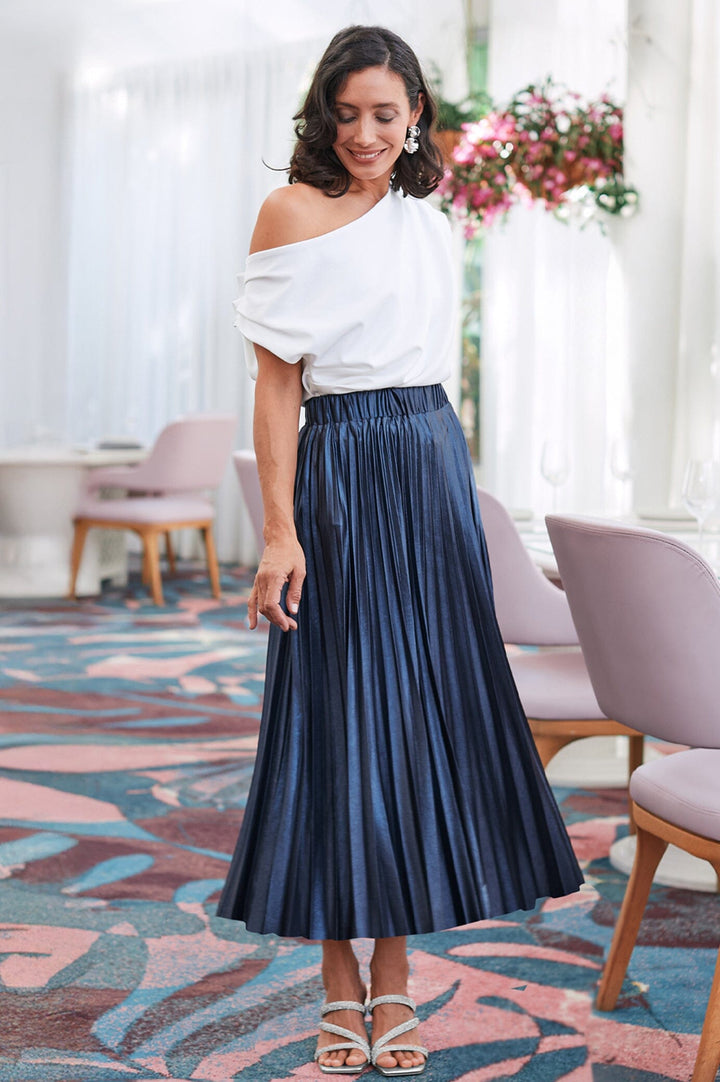 Caitlin Pleated Skirt Navy Skirt
