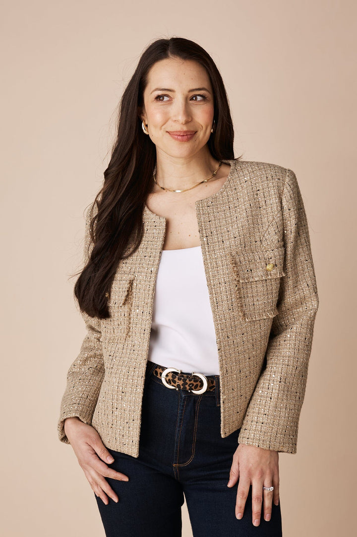 Letizia Tweed Jacket Taupe Jacket