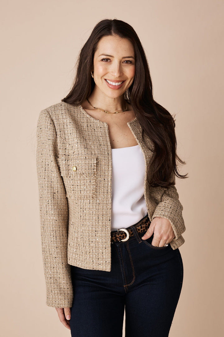 Letizia Tweed Jacket Taupe Jacket