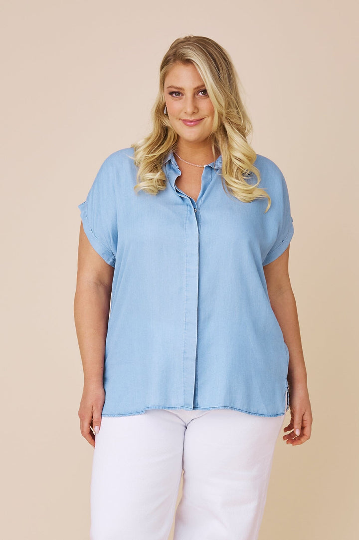 Josie Tencel Collared Shirt Tops