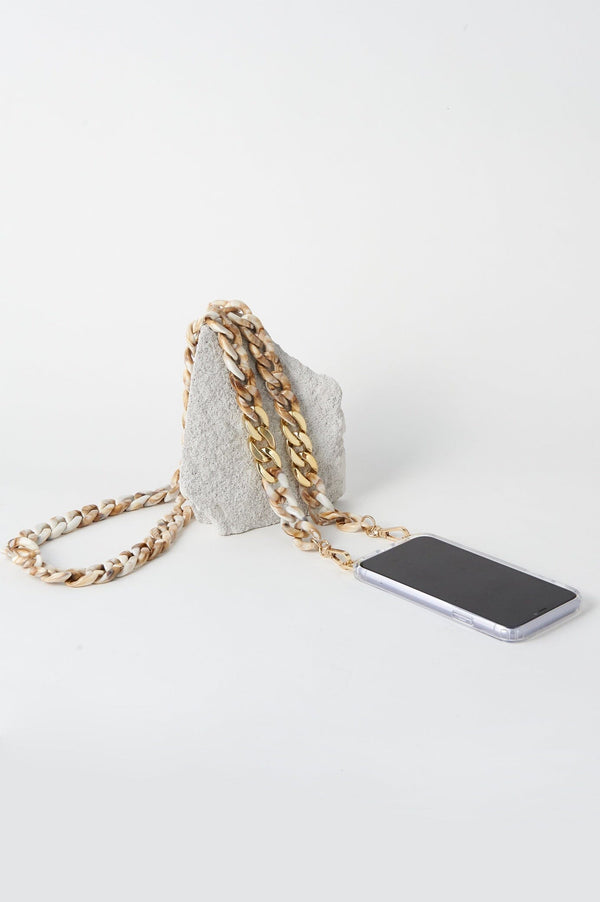 Shyla Acrylic Mobile Phone Strap Stone and Beige Accessories