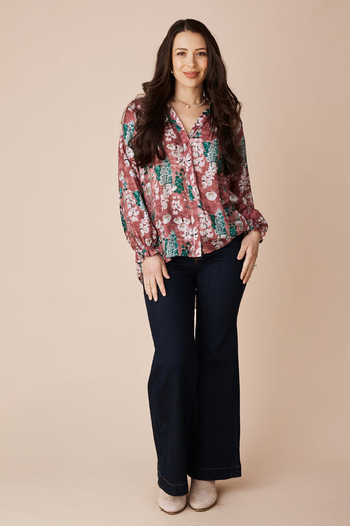 Lissy Floral Long Sleeve Top Musk Tops