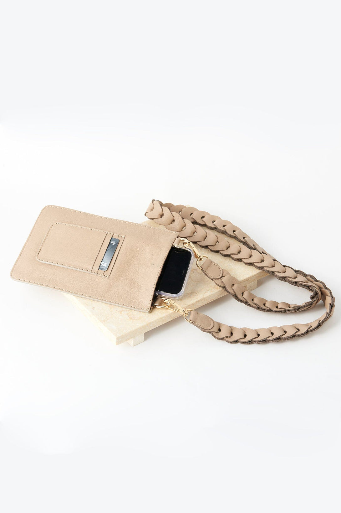 Adelina Mobile Phone Holder Nude Soft Leather Leather