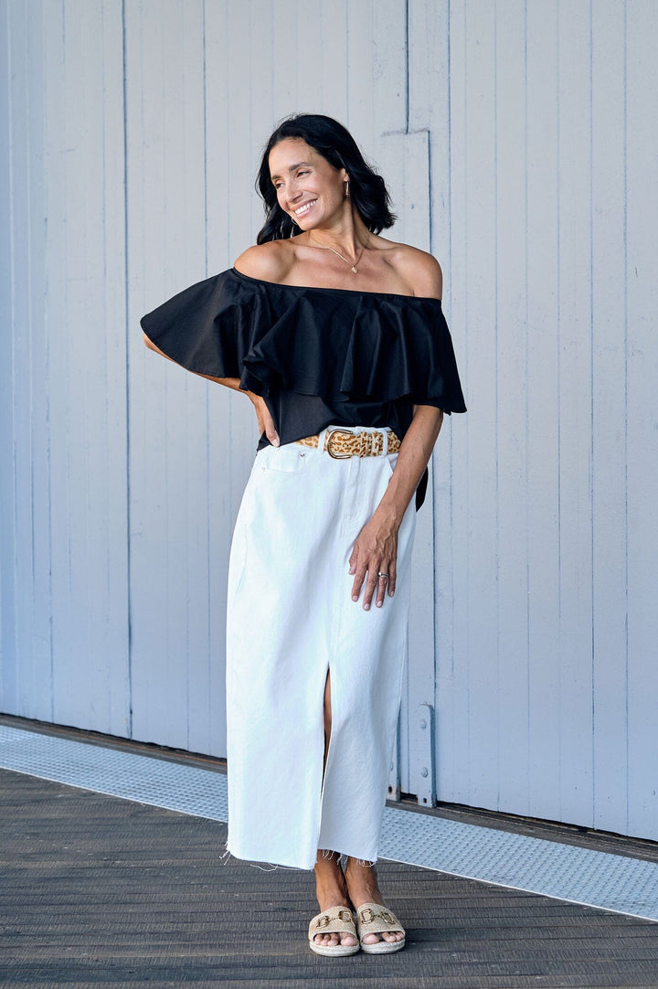 Eva Off Shoulder Top Black Tops