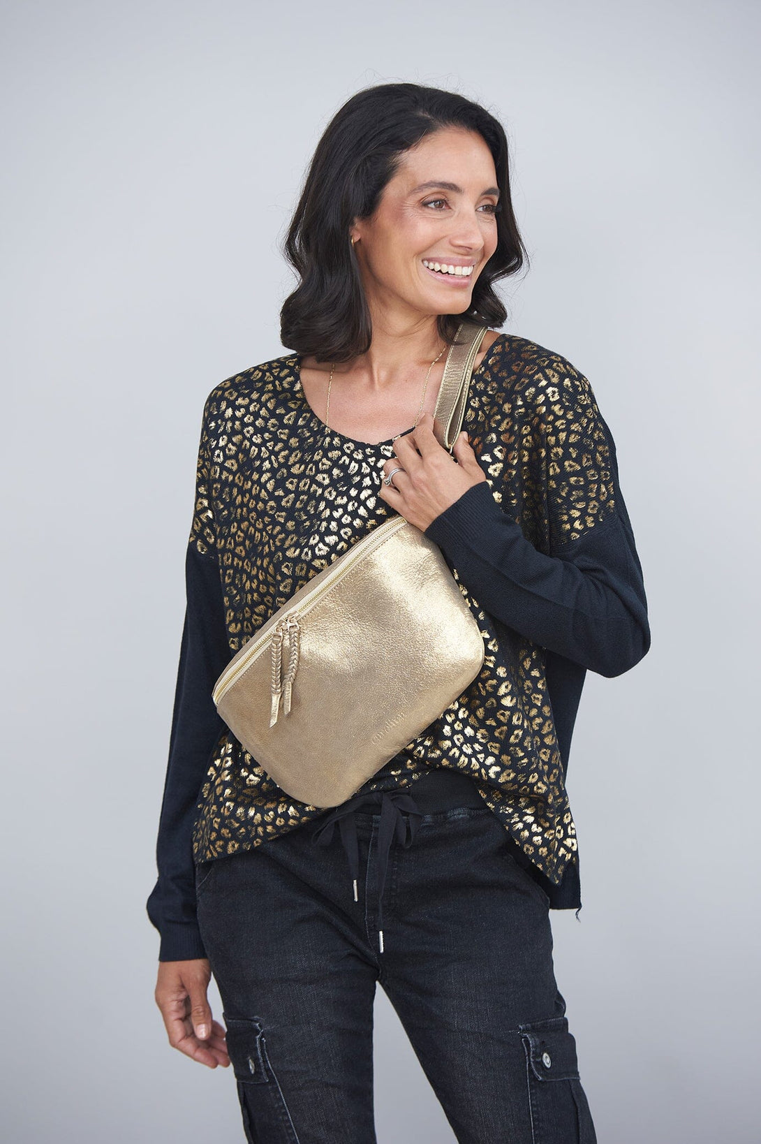 Ramona Leather Handbag Gold Metallic Leather