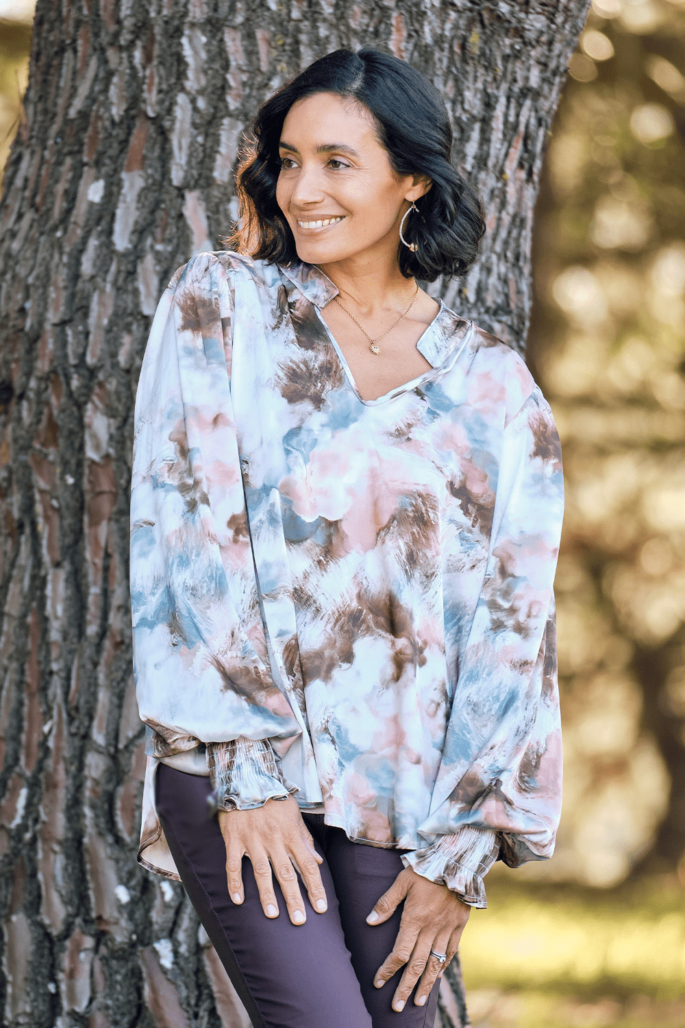Syerra V-Neck Long Sleeve Top Blush Tops