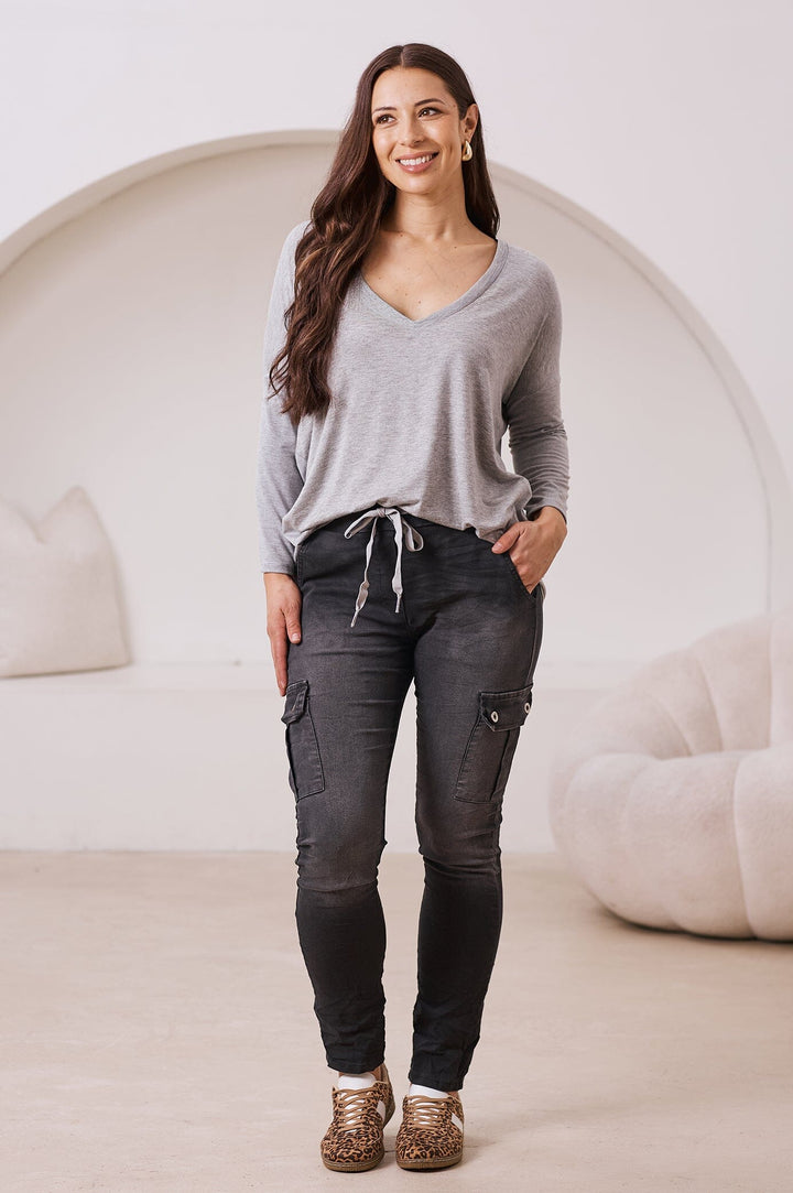 Erica Essential Long Sleeve Top Grey Tops