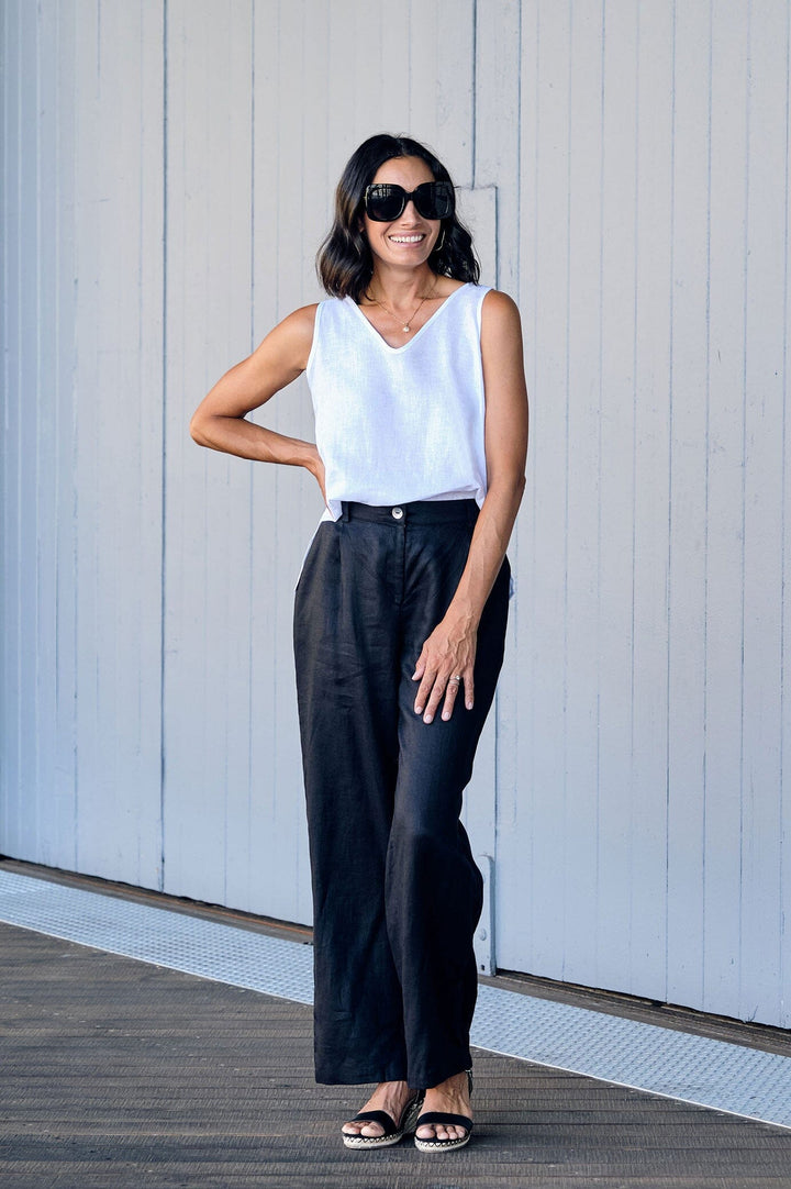 Sharon Linen Pants Black Pants