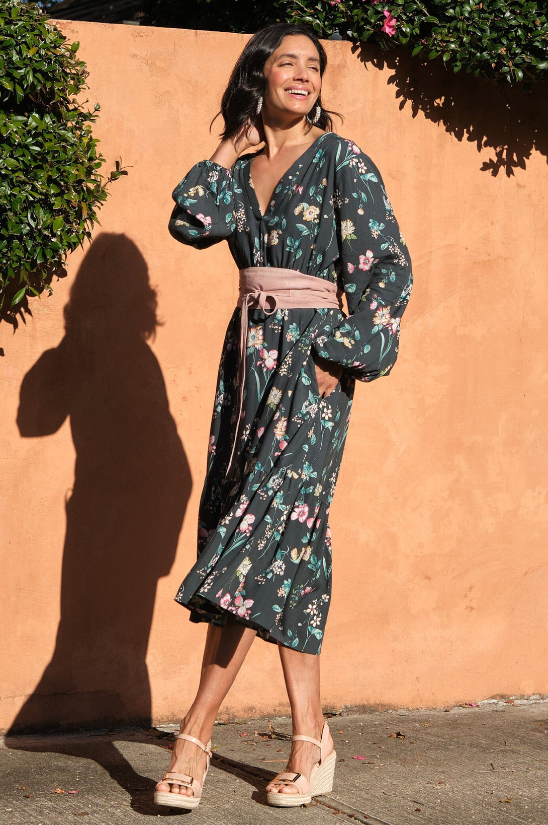 Arabella Floral Long Sleeve Dress Forest Green- Pre Order Dress