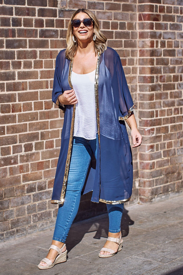 Amelia Cape Navy with Gold Sequins Capes