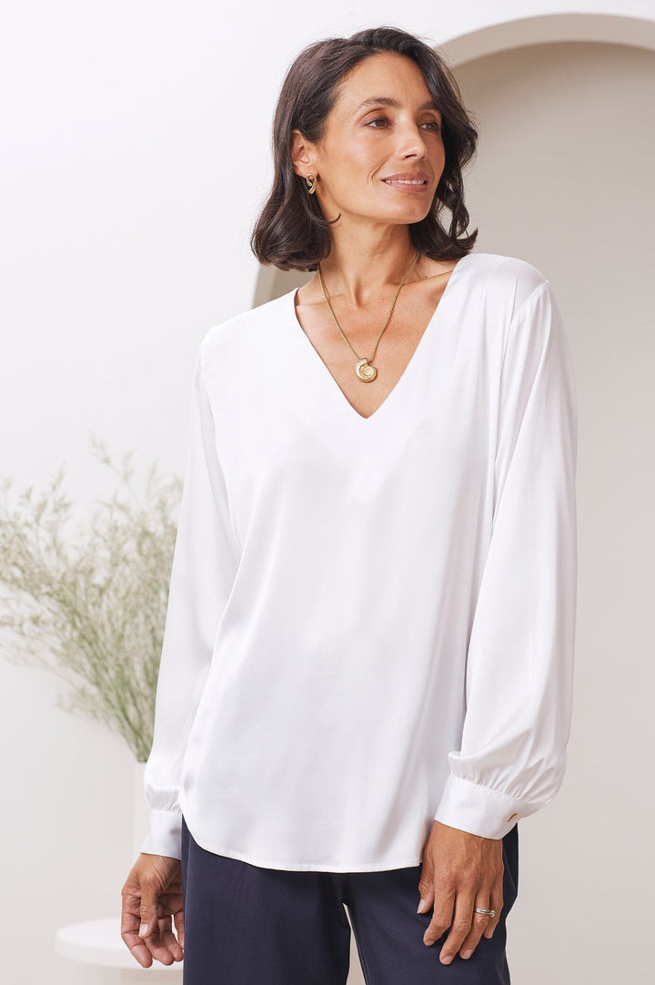 Hannah Long Sleeve Top White - Pre Order Tops