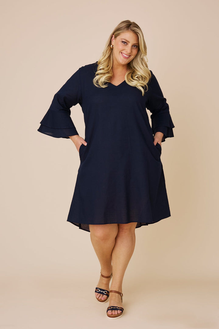 Mari Cotton Dress Navy- Pre Order Dress