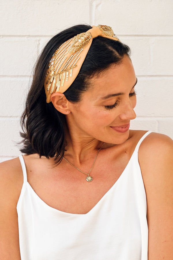 Abella Embellished Headband Gold Accessories