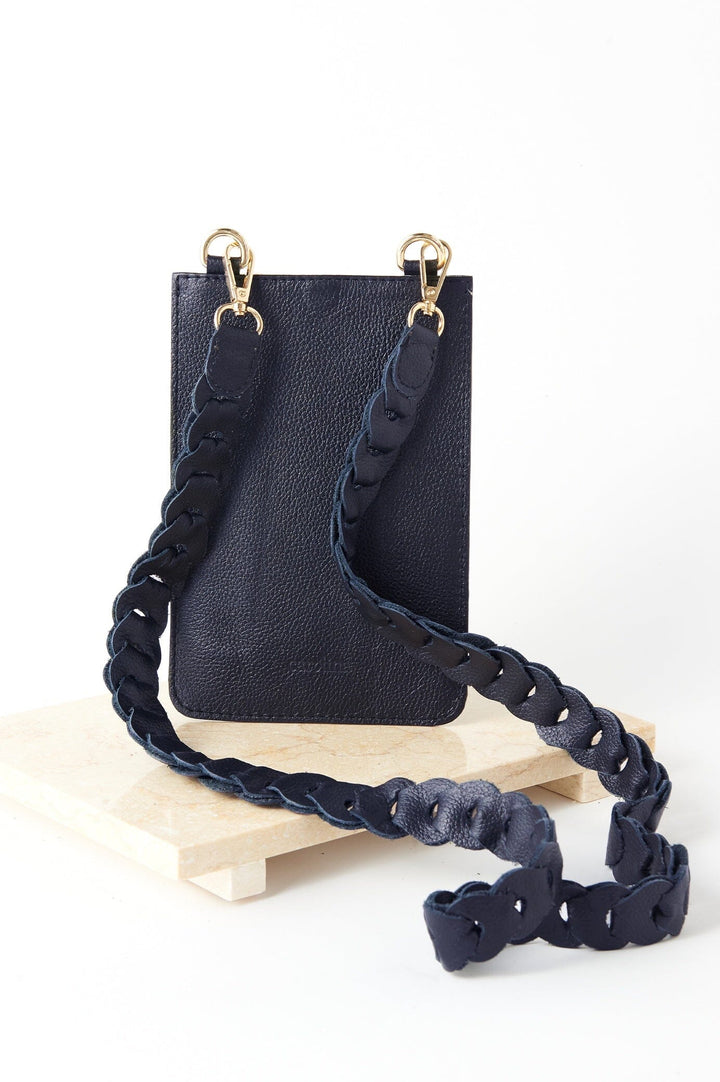 Adelina Mobile Phone Holder Navy Soft Leather Leather