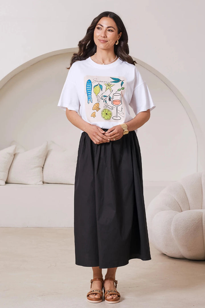 Summer Vibe Oversized Graphic T-Shirt White Tops