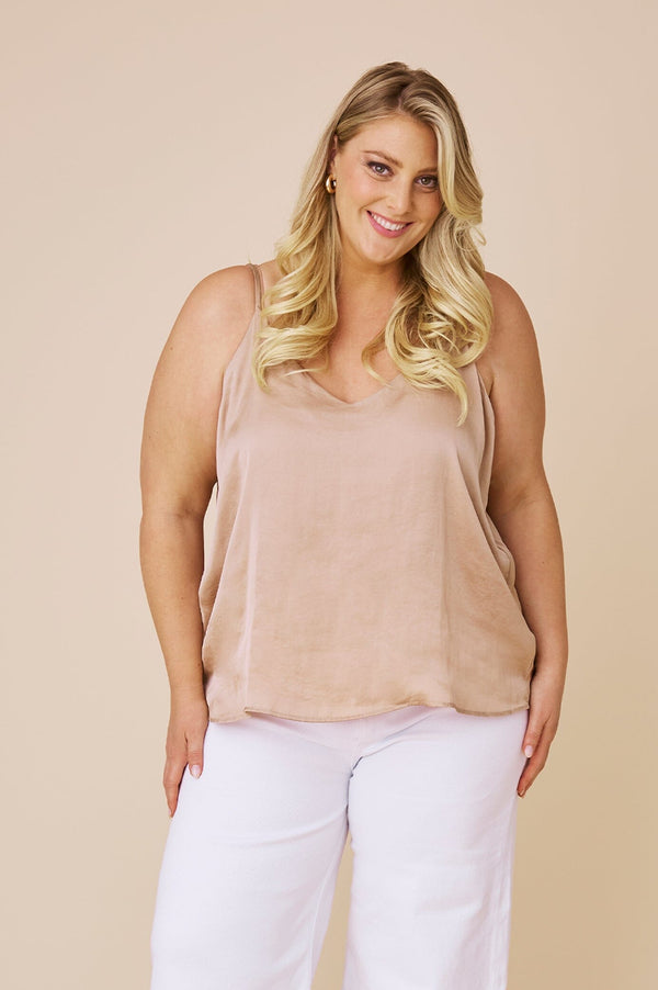 Ana Camisole Top Espresso with V Neck Tops