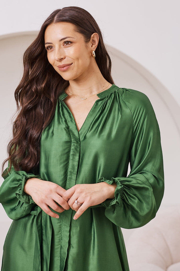 Sierra Long Sleeve Dress Emerald Dress
