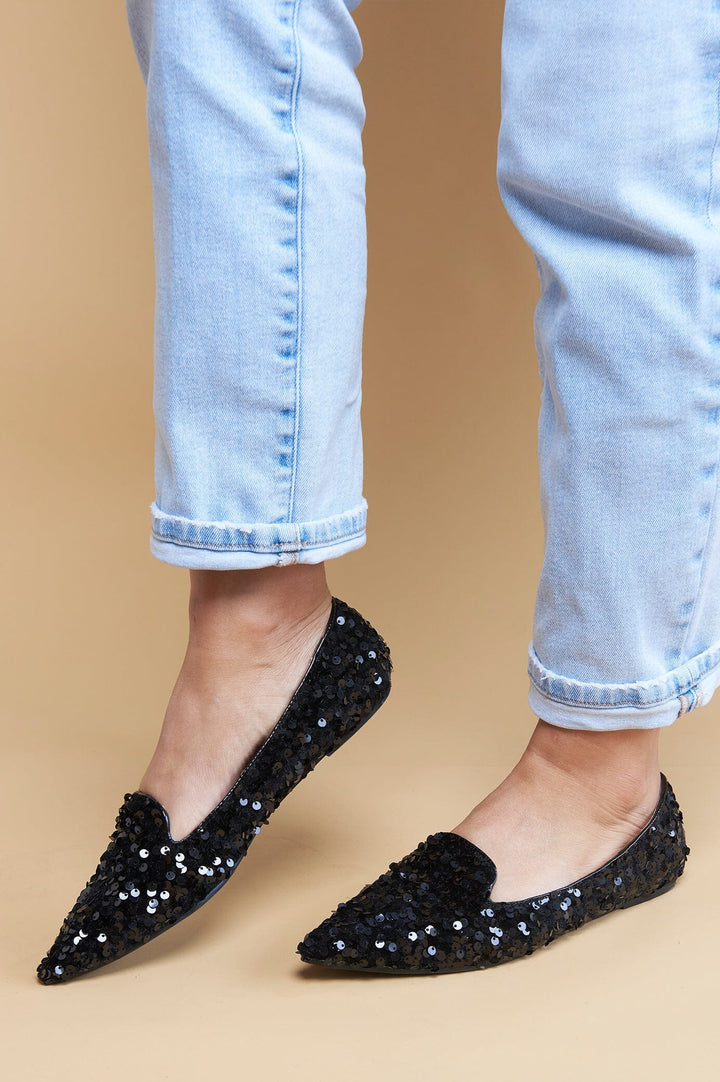 Annabelle Sequin Loafers Black Shoes