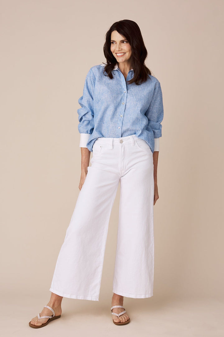 Rumi Collared Shirt Denim Blue Tops