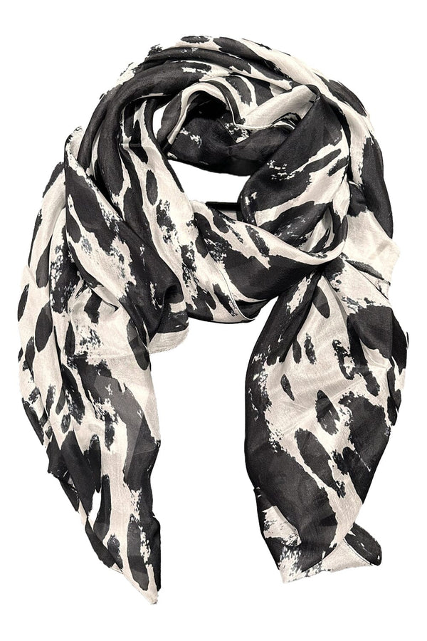 Kendra Silk Scarf Black and White Scarves
