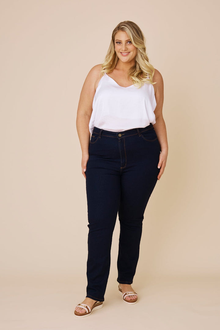 Katya Jeans Dark Denim Blue High Rise Denim Pants