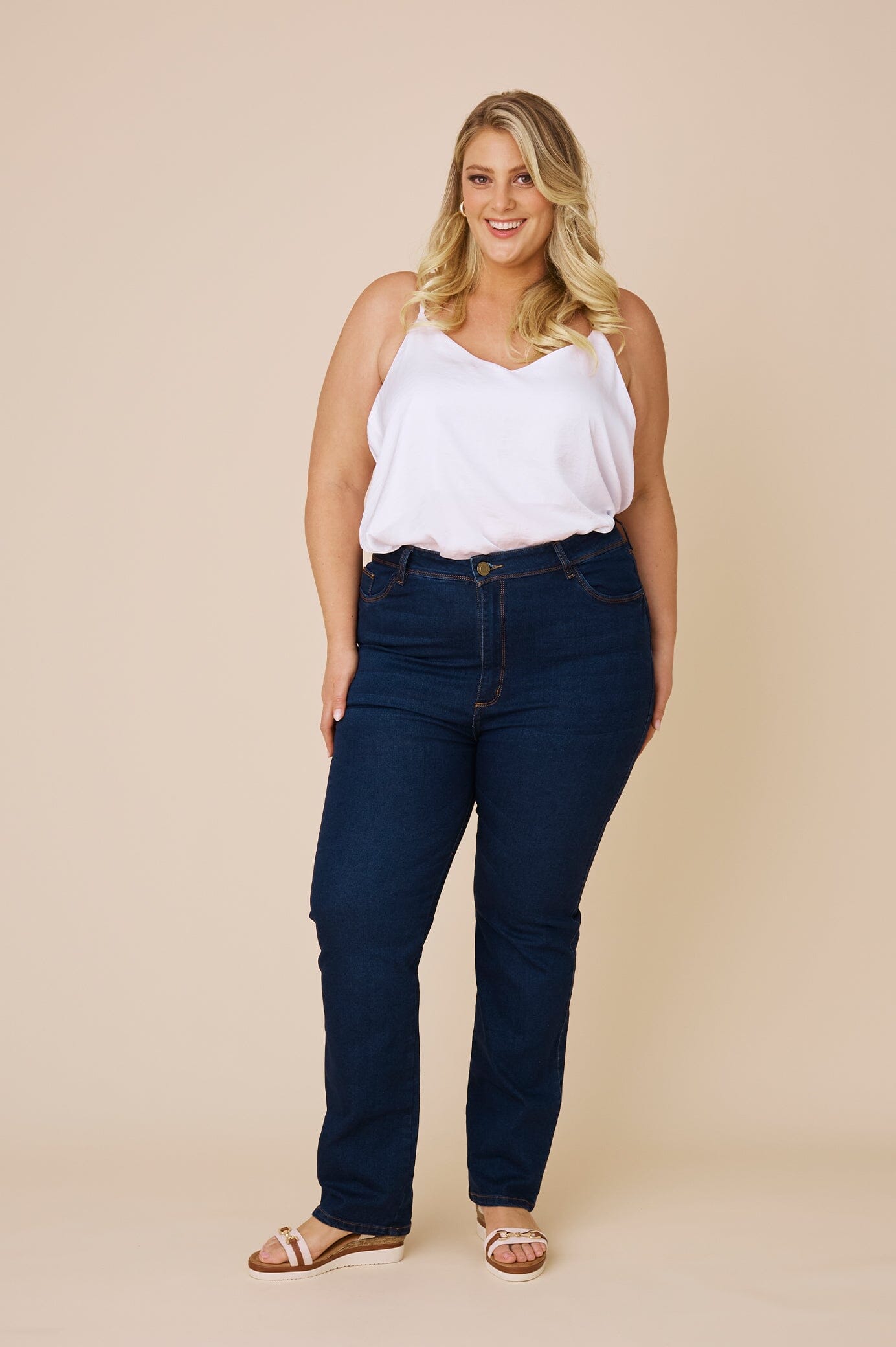 Katya Jeans Denim Blue High Rise Denim Pants