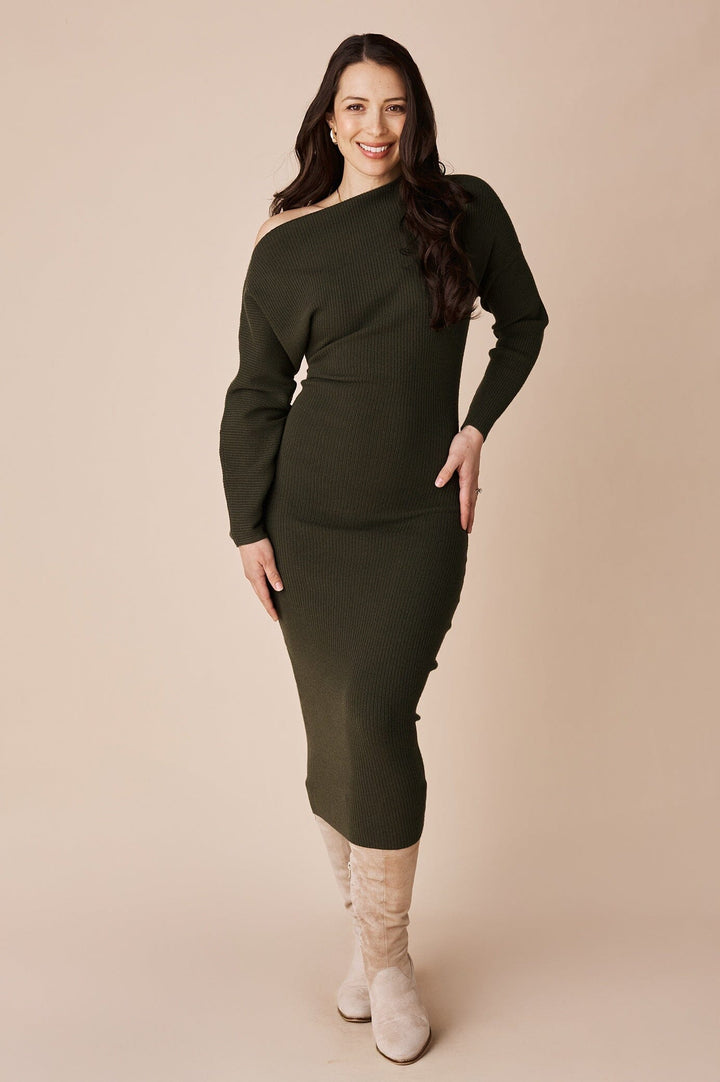 Reagan Long Sleeve Dress Olive Dress